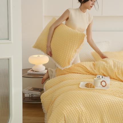 玛奇朵 2022升级版A类豆豆绒梦露系列四件套 梦露-亮丽黄