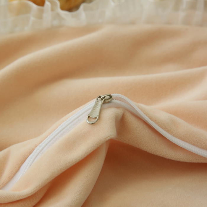 91家纺网 家纺一手货源 找家纺 玛奇朵 2022升级版A类豆豆绒梦露系列四件套 梦露-蜜桃橙