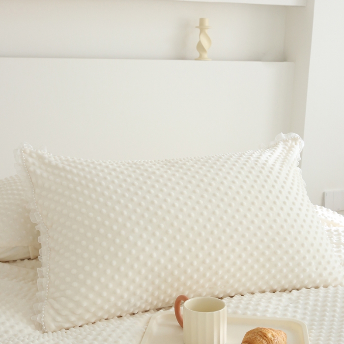 91家纺网 家纺一手货源 找家纺 玛奇朵 2022升级版A类豆豆绒梦露系列四件套 梦露-象牙白