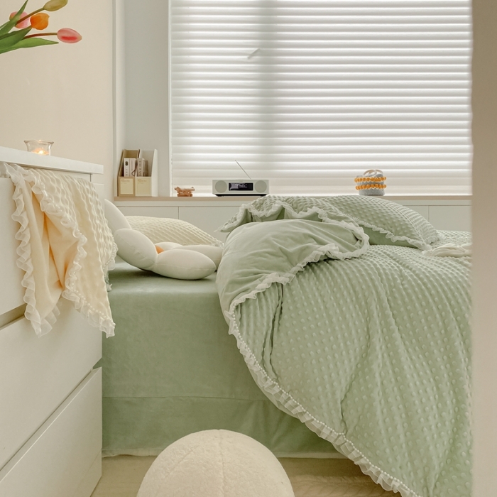 91家纺网 家纺一手货源 找家纺 (总）玛奇朵  2022升级版A类豆豆绒梦露系列四件套