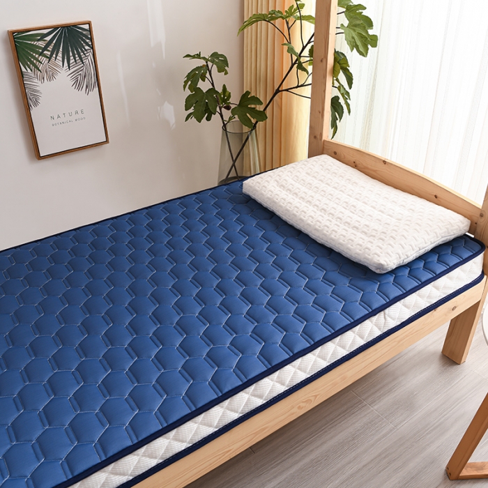 91家纺网 家纺一手货源 找家纺 亿丁点 2023新款四季通用针织乳胶记忆海绵床垫-小床 乳胶蓝