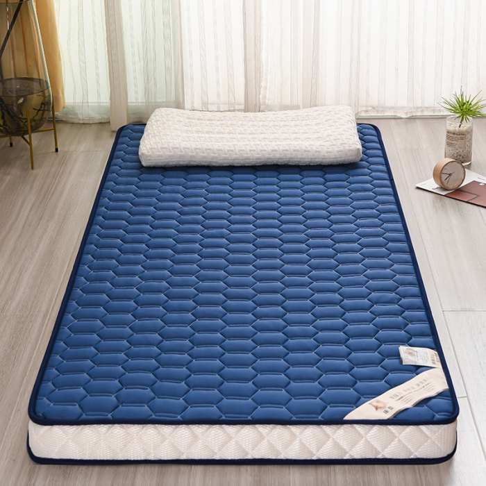 91家纺网 家纺一手货源 找家纺 亿丁点 2023新款四季通用针织乳胶记忆海绵床垫-小床 乳胶蓝