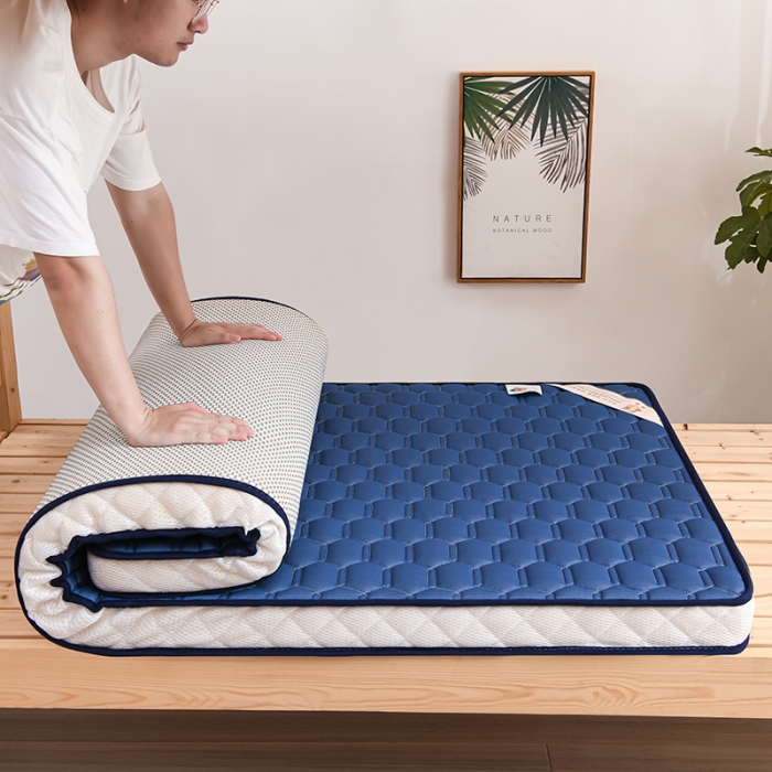 91家纺网 家纺一手货源 找家纺 亿丁点 2023新款四季通用针织乳胶记忆海绵床垫-小床 乳胶蓝