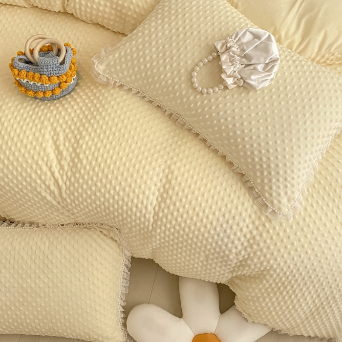 91家纺网 家纺一手货源 找家纺 玛奇朵  2022升级版A类豆豆绒梦露系列四件套 梦露-象牙白