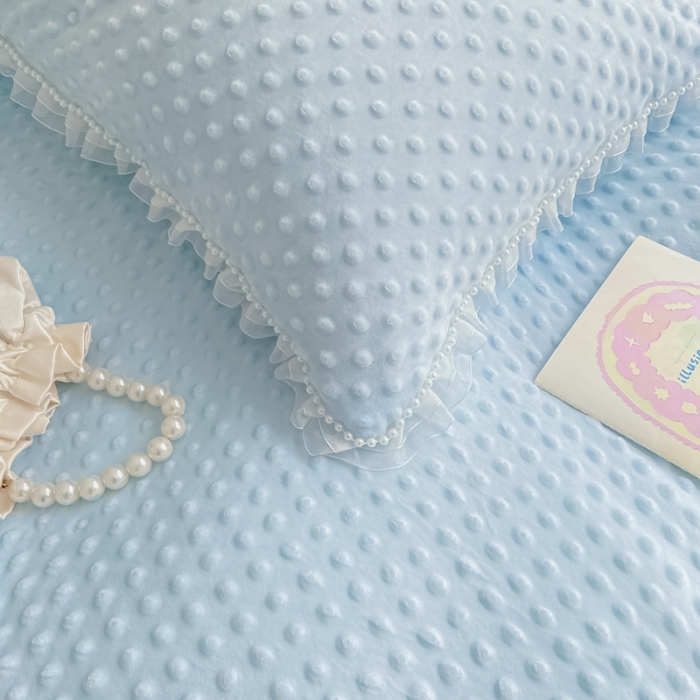 91家纺网 家纺一手货源 找家纺 玛奇朵  2022升级版A类豆豆绒梦露系列四件套 梦露-婴儿蓝