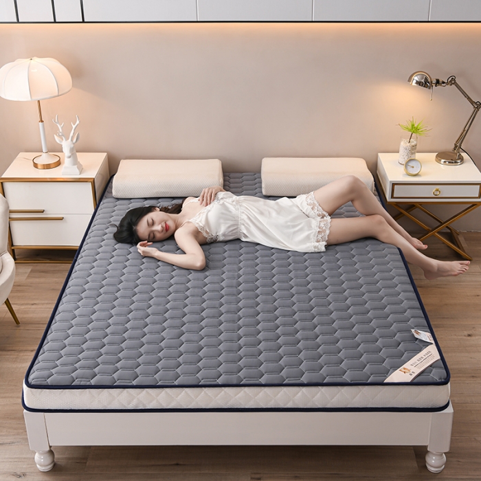 91家纺网 家纺一手货源 找家纺 亿丁点 2023新款四季通用针织乳胶记忆海绵床垫-大床 乳胶灰