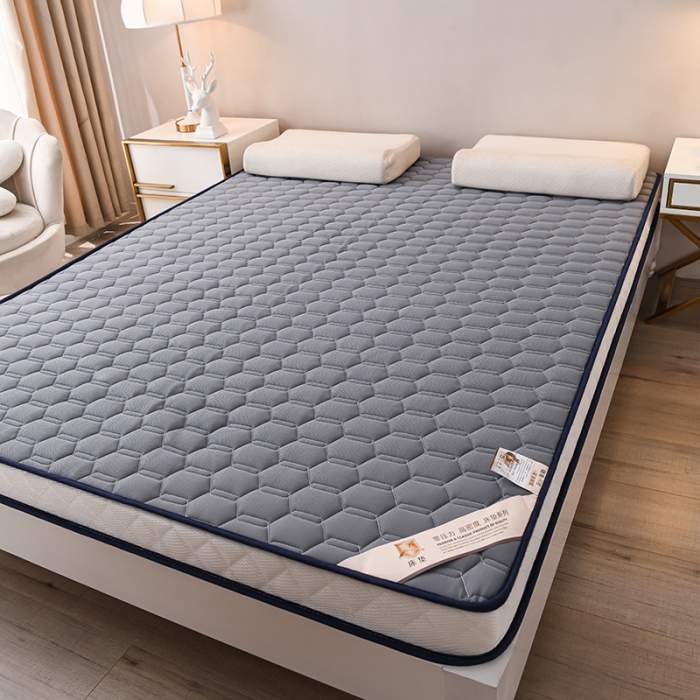 91家纺网 家纺一手货源 找家纺 亿丁点 2023新款四季通用针织乳胶记忆海绵床垫-大床 乳胶灰