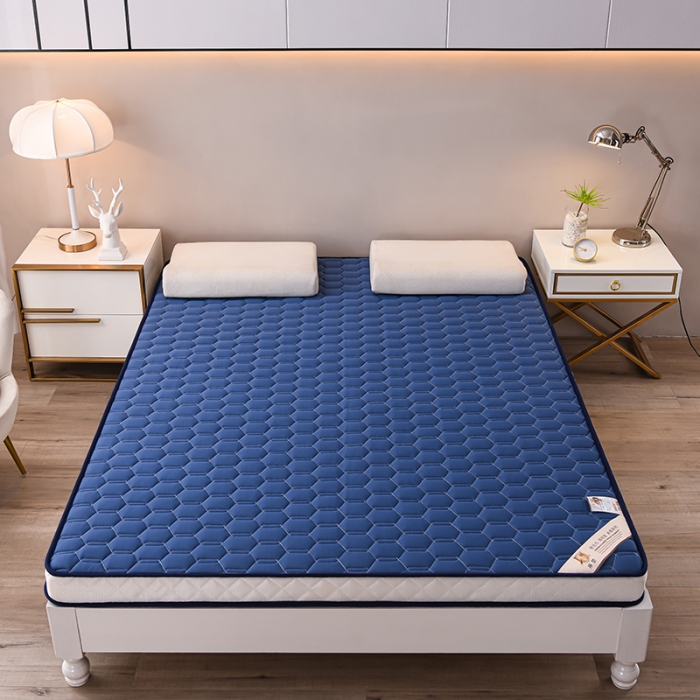 91家纺网 家纺一手货源 找家纺 亿丁点 2023新款四季通用针织乳胶记忆海绵床垫-大床 乳胶蓝