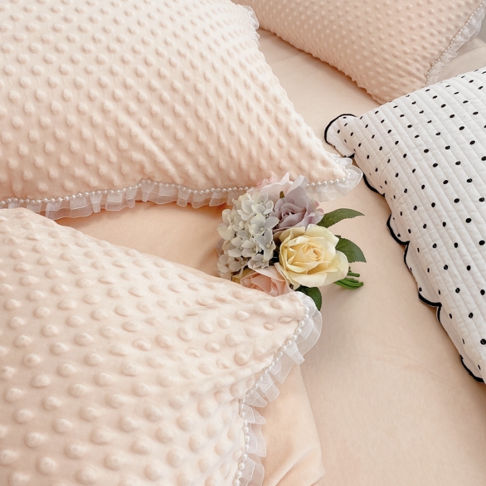 91家纺网 家纺一手货源 找家纺 玛奇朵  2022升级版A类豆豆绒梦露系列四件套 梦露-蜜桃橙