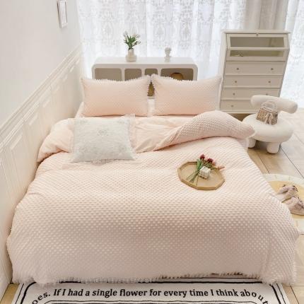 玛奇朵  2022升级版A类豆豆绒梦露系列四件套 梦露-婴儿粉