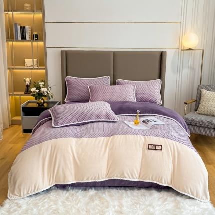 91家纺网 家纺一手货源 找家纺 子曰 2023新款ins风豆豆绒四件套神秘紫