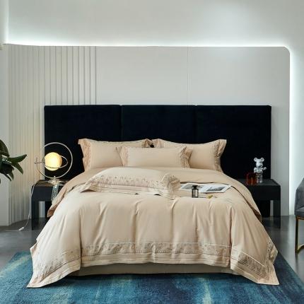 91家纺网 家纺一手货源 找家纺 （总）时亿 2022新中高端纯色100支长绒棉四件套直播爆款