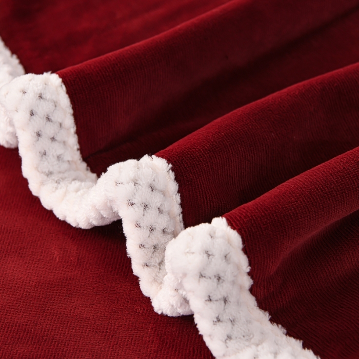 91家纺网 家纺一手货源 找家纺 澳洲羽2024新款防静电高克重纯色丝滑宽边牛奶绒四件套经典红