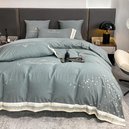 91家纺网 家纺一手货源 找家纺 帅露 新款全棉磨毛重工刺绣四件套繁星系列