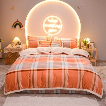 91家纺网 家纺一手货源 找家纺 （总）青竹苑2022新款羊羔绒加牛奶绒小清新印花四件套