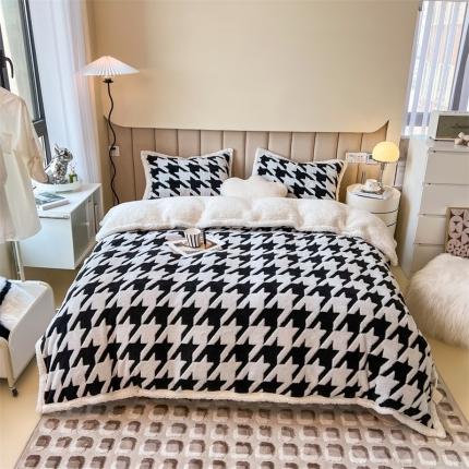 91家纺网 家纺一手货源 找家纺 (总）兄弟坊 2022新款舒棉绒阳离子毛毯四件套