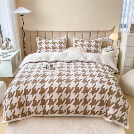 91家纺网 家纺一手货源 找家纺 (总）兄弟坊 2022新款舒棉绒阳离子毛毯四件套