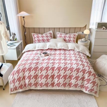 91家纺网 家纺一手货源 找家纺 (总）兄弟坊 2022新款舒棉绒阳离子毛毯四件套