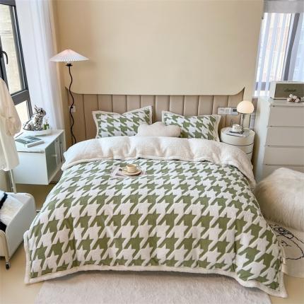 91家纺网 家纺一手货源 找家纺 (总）兄弟坊 2022新款舒棉绒阳离子毛毯四件套