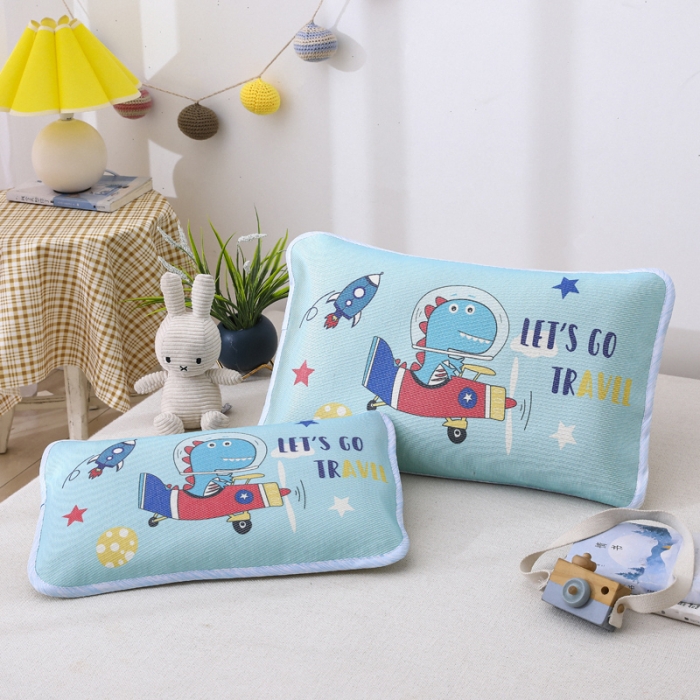 91家纺网 家纺一手货源 找家纺 吉咪兔 2022新款大版卡通冰丝凉席枕套 恐龙飞船