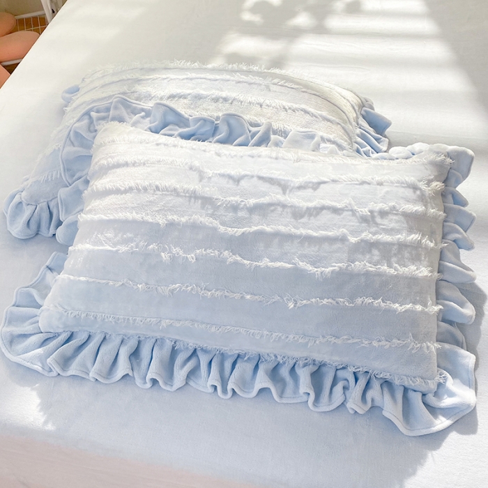 91家纺网 家纺一手货源 找家纺 欧冠家纺 2022新款 高端牛奶绒提花四件套 静谧蓝