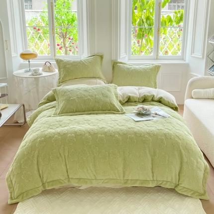 91家纺网 家纺一手货源 找家纺 总 呗旺鹿2022新A类高克重ykk拉链提花牛奶绒四件套直播