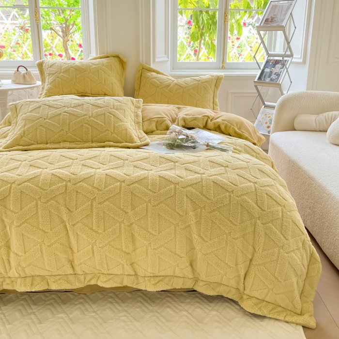 91家纺网 家纺一手货源 找家纺 呗旺鹿2022新A类高克重ykk拉链提花牛奶绒四件套直播格调