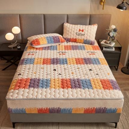 91家纺网 家纺一手货源 找家纺 柔品 2025新款牛奶绒床笠 彩茵