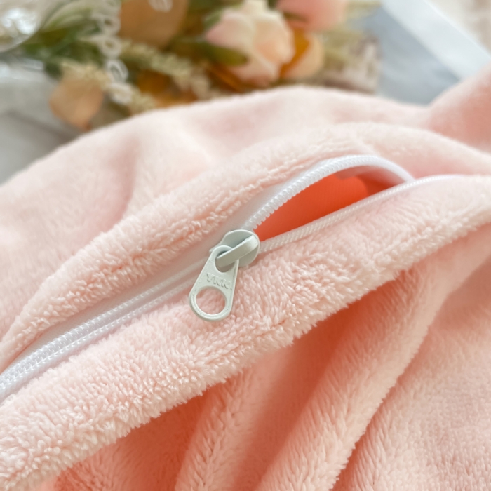 91家纺网 家纺一手货源 找家纺 新A类高克重ykk拉链提花牛奶绒四件套直播浅浅花漾（粉）