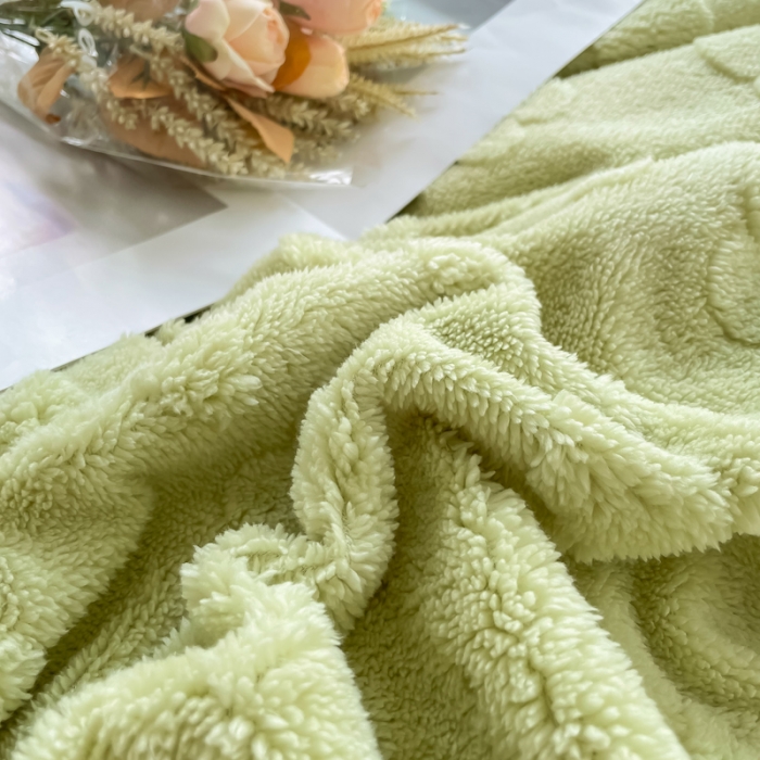 91家纺网 家纺一手货源 找家纺 新A类高克重ykk拉链提花牛奶绒四件套直播 浅浅花漾（绿）