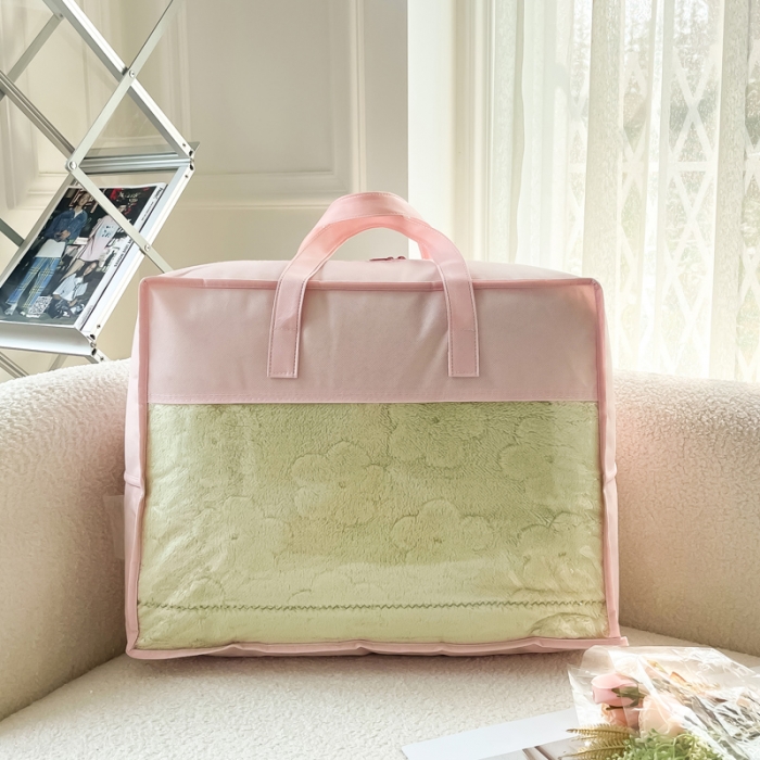 91家纺网 家纺一手货源 找家纺 新A类高克重ykk拉链提花牛奶绒四件套直播 浅浅花漾（绿）