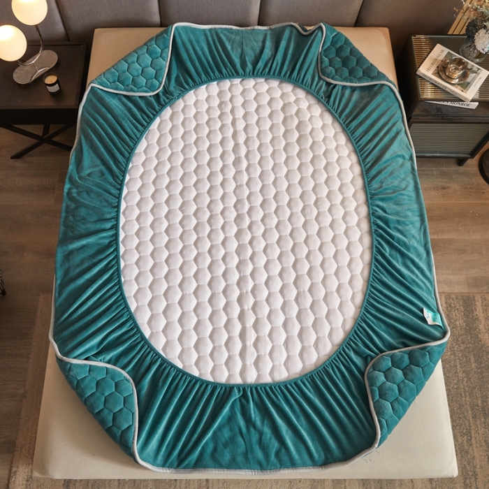 91家纺网 家纺一手货源 找家纺 柔品 2025新款牛奶绒床笠 湖绿