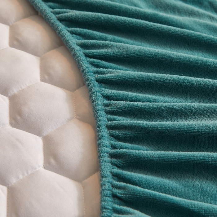 91家纺网 家纺一手货源 找家纺 柔品 2025新款牛奶绒床笠 湖绿