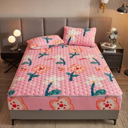 91家纺网 家纺一手货源 找家纺 柔品 2025新款牛奶绒床笠 花海-玉