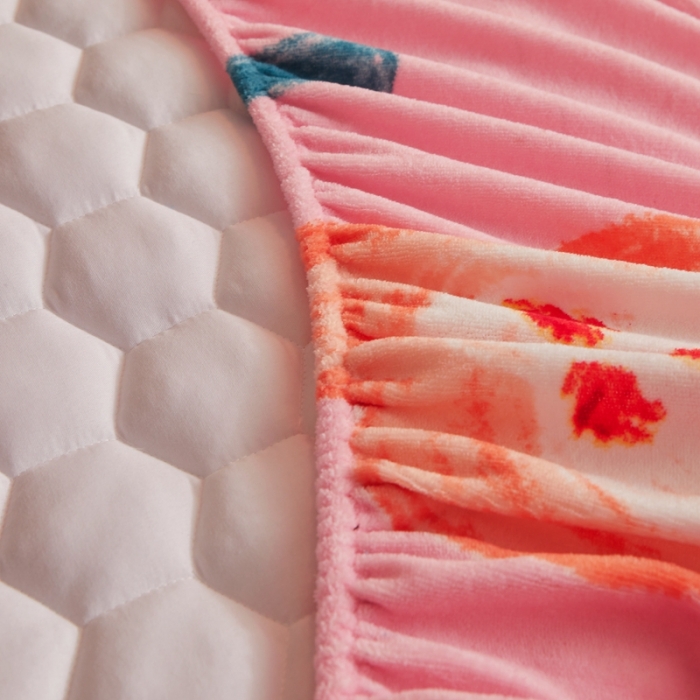 91家纺网 家纺一手货源 找家纺 柔品 2025新款牛奶绒床笠 花海-玉