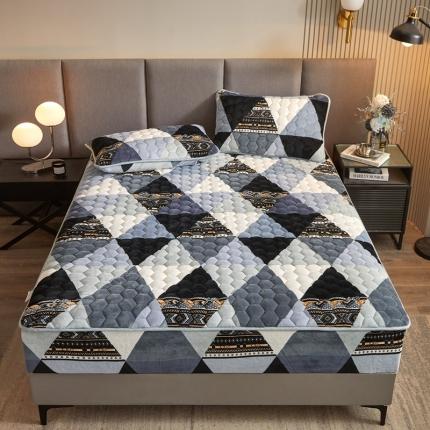 91家纺网 家纺一手货源 找家纺 柔品 2025新款牛奶绒床笠 皇家风范-灰