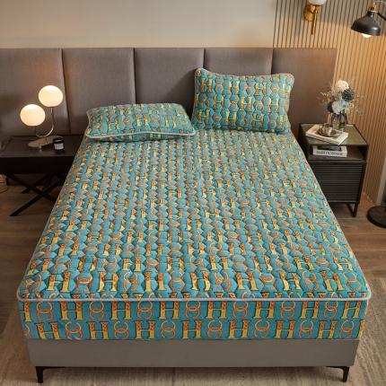 91家纺网 家纺一手货源 找家纺 柔品 2025新款牛奶绒床笠 卡其尔-绿