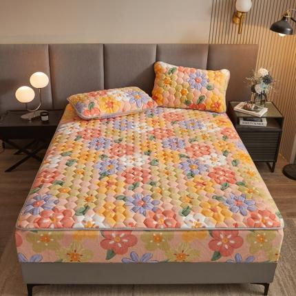 91家纺网 家纺一手货源 找家纺 柔品 2025新款牛奶绒床笠 秋色宜人-玉