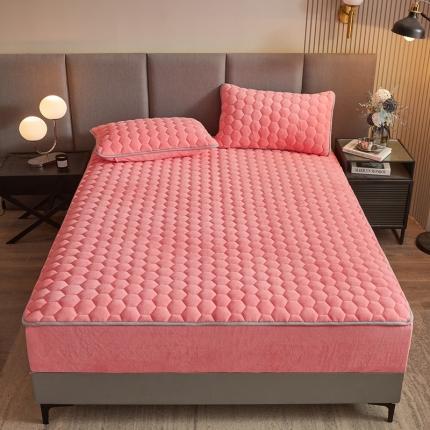 91家纺网 家纺一手货源 找家纺 柔品 2025新款牛奶绒床笠 甜心粉