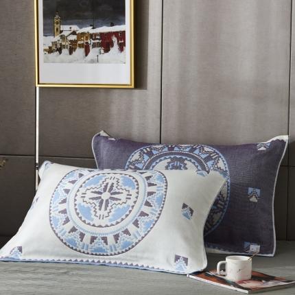 91家纺网 家纺一手货源 找家纺 （总）朴尔  2022年新款波西米亚风全棉四层纱布枕巾一对装