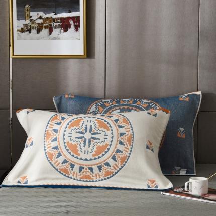 91家纺网 家纺一手货源 找家纺 （总）朴尔  2022年新款波西米亚风全棉四层纱布枕巾一对装