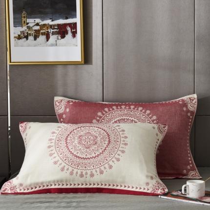 91家纺网 家纺一手货源 找家纺 （总）朴尔  2022年新款波西米亚风全棉四层纱布枕巾一对装