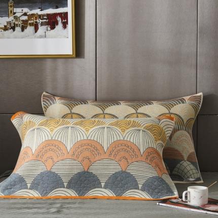 91家纺网 家纺一手货源 找家纺 朴尔  2022年新款波西米亚风全棉四层纱布枕巾一对装 鱼之恋