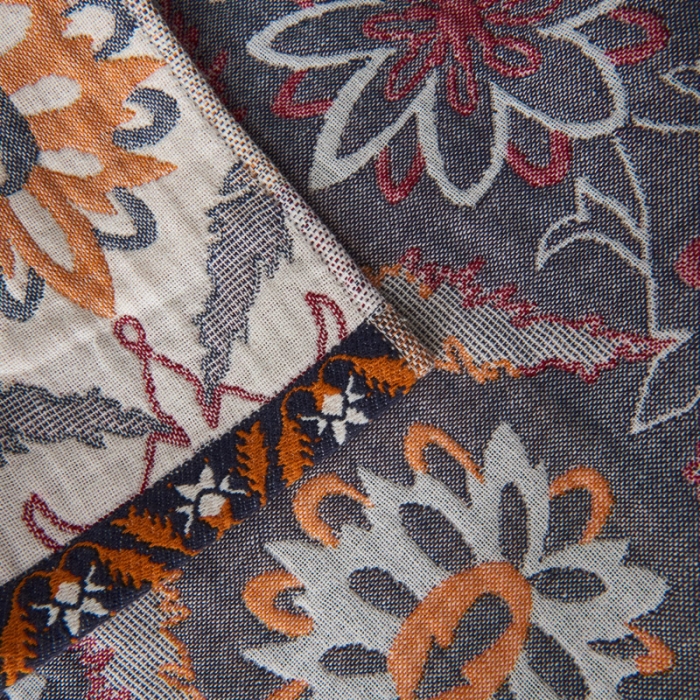 91家纺网 家纺一手货源 找家纺 朴尔  2022年新款波西米亚风全棉四层纱布枕巾一对装 连理枝黄