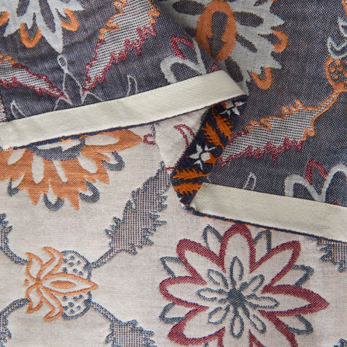 91家纺网 家纺一手货源 找家纺 朴尔  2022年新款波西米亚风全棉四层纱布枕巾一对装 连理枝黄