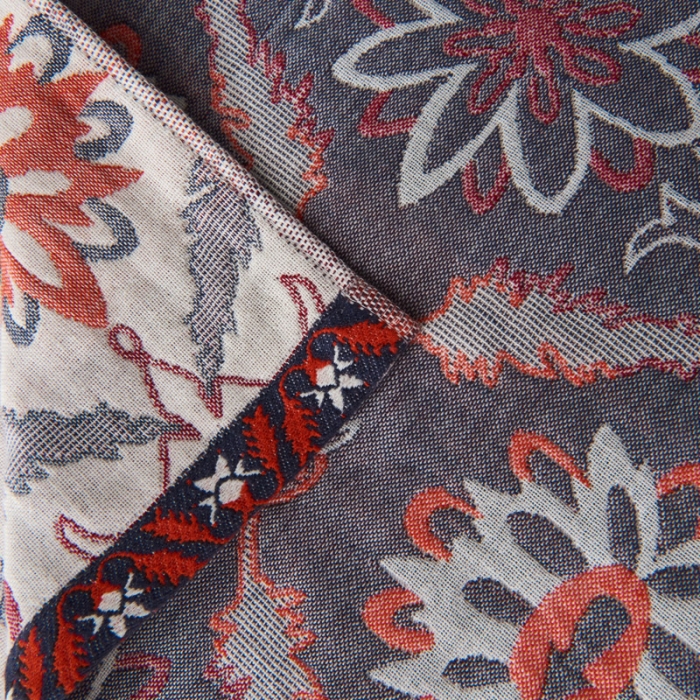 91家纺网 家纺一手货源 找家纺 朴尔  2022年新款波西米亚风全棉四层纱布枕巾一对装 连理枝橘