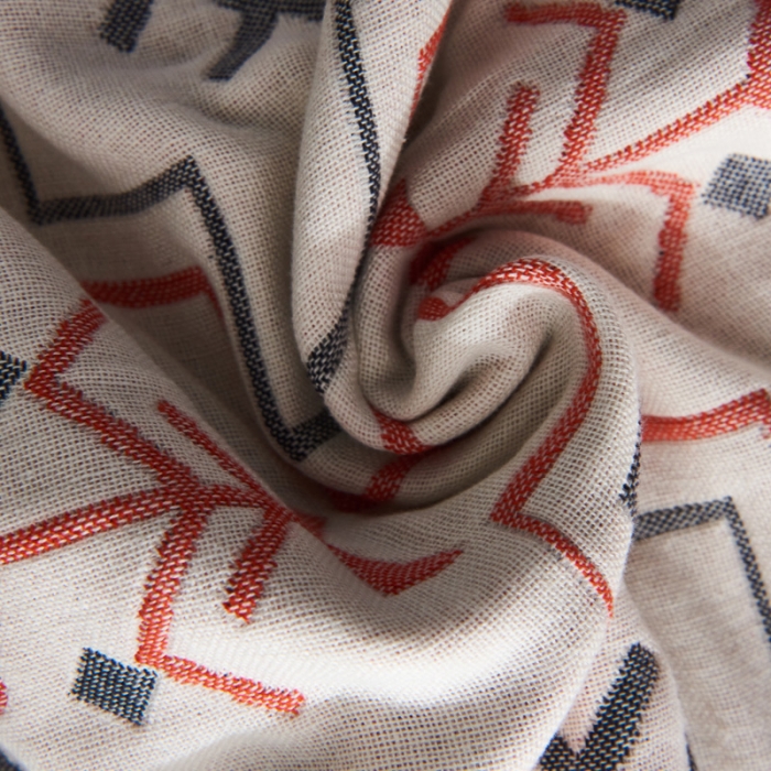 91家纺网 家纺一手货源 找家纺 朴尔  2022年新款波西米亚风全棉四层纱布枕巾一对装 迷宫灰