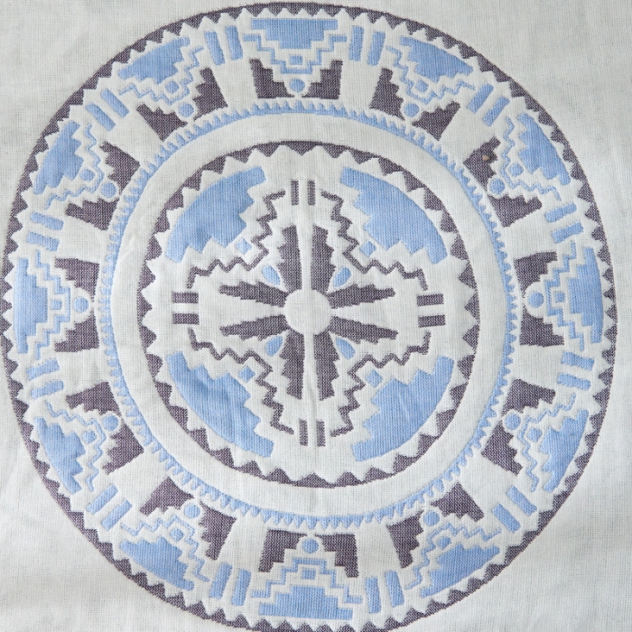 91家纺网 家纺一手货源 找家纺 朴尔  2022年新款波西米亚风全棉四层纱布枕巾一对装 秘密蓝