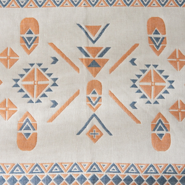 91家纺网 家纺一手货源 找家纺 朴尔  2022年新款波西米亚风全棉四层纱布枕巾一对装 莫斯蓝