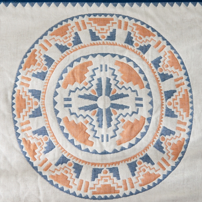 91家纺网 家纺一手货源 找家纺 朴尔  2022年新款波西米亚风全棉四层纱布枕巾一对装 塞尔维亚藏青